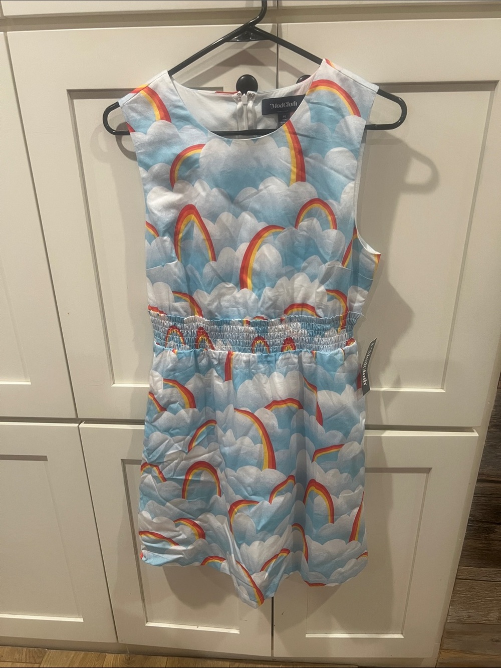 NWT ModCloth Dreamscape Sky Park Fit and Flare Dress - Rainbow Clouds - Size M